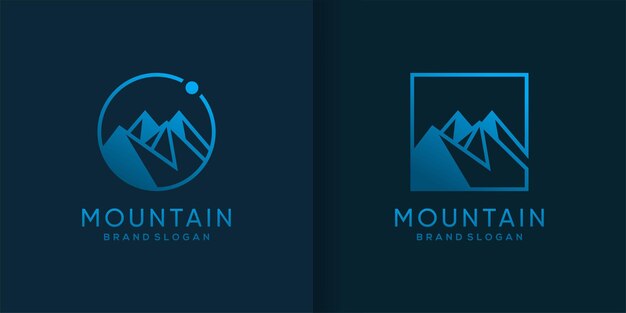 Plantilla de logotipo de montaña con concepto fresco y creativo