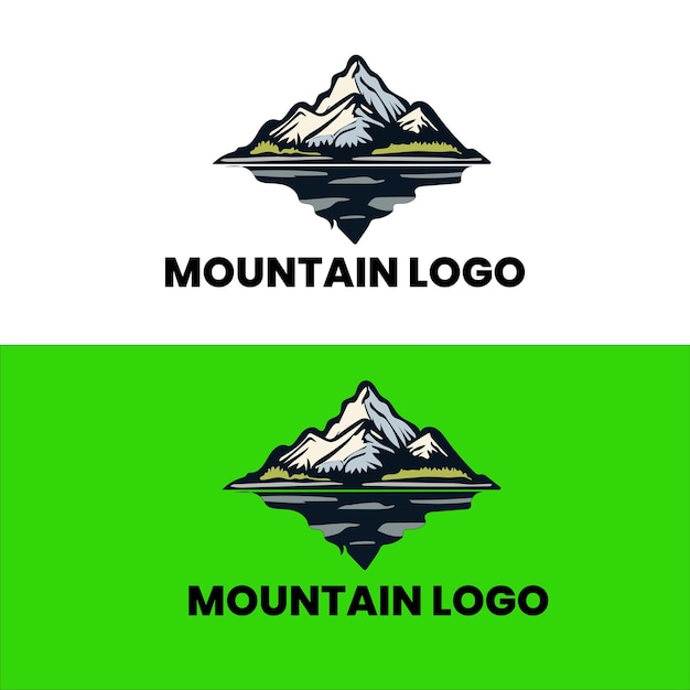 plantilla de logotipo de montaña y río icono vectorial de montañas