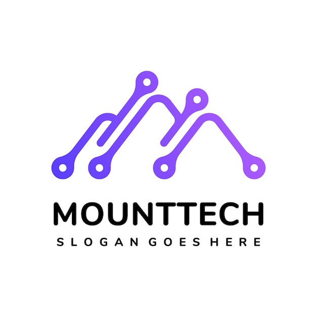 Plantilla de logotipo de montañas de tecnología