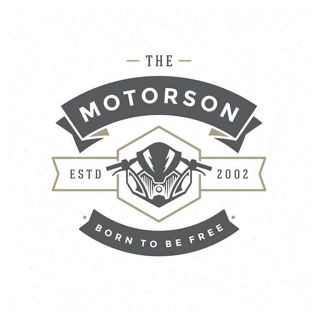 Plantilla de logotipo de motocicleta deportiva elemento de diseño vectorial estilo vintage