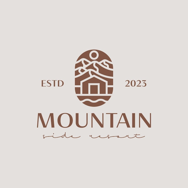Vector plantilla de logotipo de mountain house resort símbolo premium creativo universal ilustración vectorial creativo plantilla de diseño mínimo símbolo para la identidad empresarial corporativa