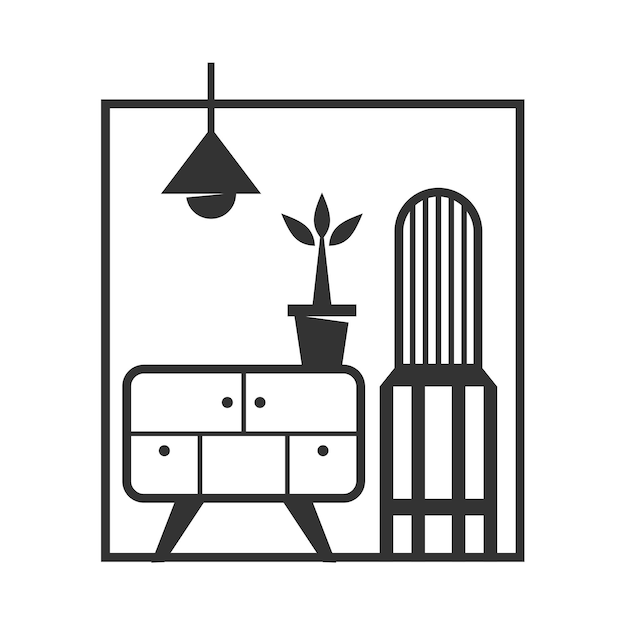 Plantilla de logotipo de muebles interiores Icono Ilustración Identidad de marca