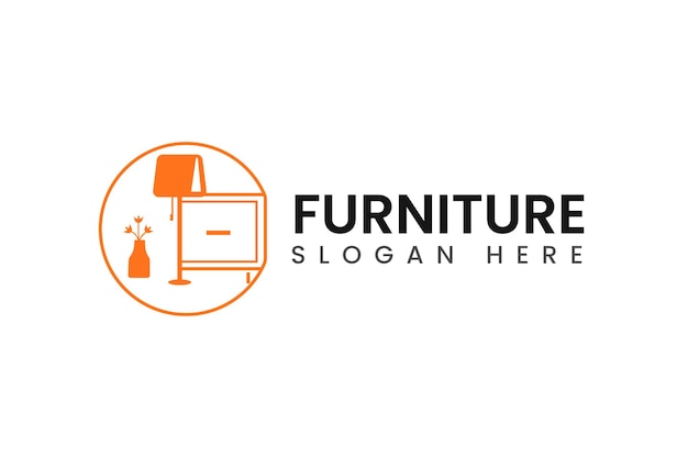 plantilla de logotipo de muebles vectoriales con ilustración