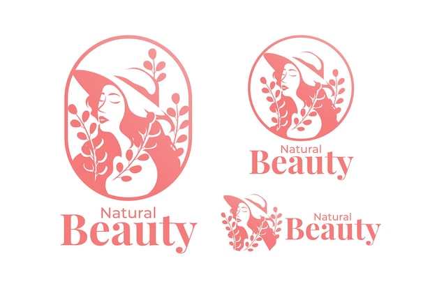 Plantilla de logotipo de mujer de belleza rosa natural femenina