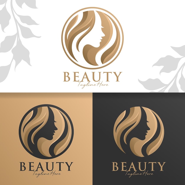 plantilla de logotipo de mujer de oro de belleza