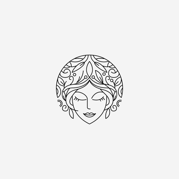 plantilla de logotipo de mujer plana lineal vectorial