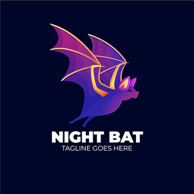Vector plantilla de logotipo de murciélago creativo de color degradado