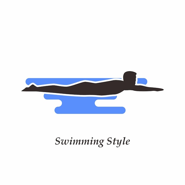 Plantilla de logotipo de natación de diseño plano dibujado a mano vectorial