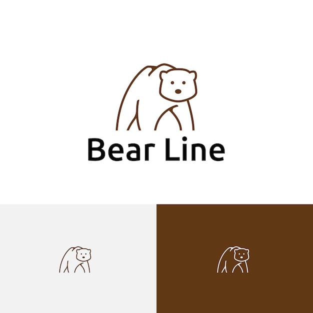 Vector plantilla de logotipo de naturaleza de estilo de arte de línea de oso simple