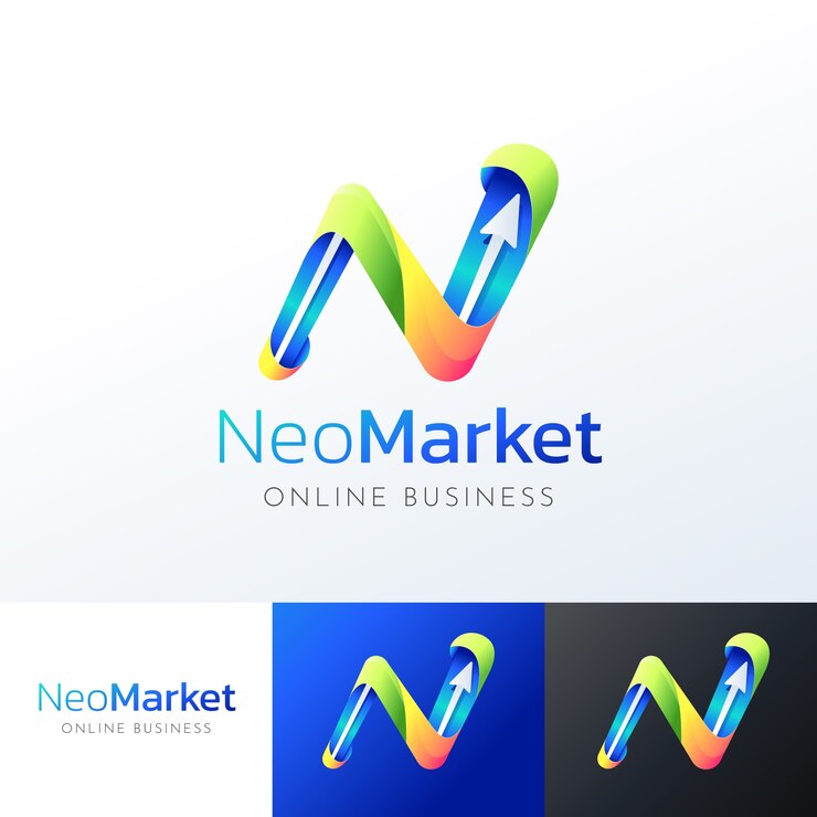 Vector plantilla de logotipo de negocio en línea con gradiente