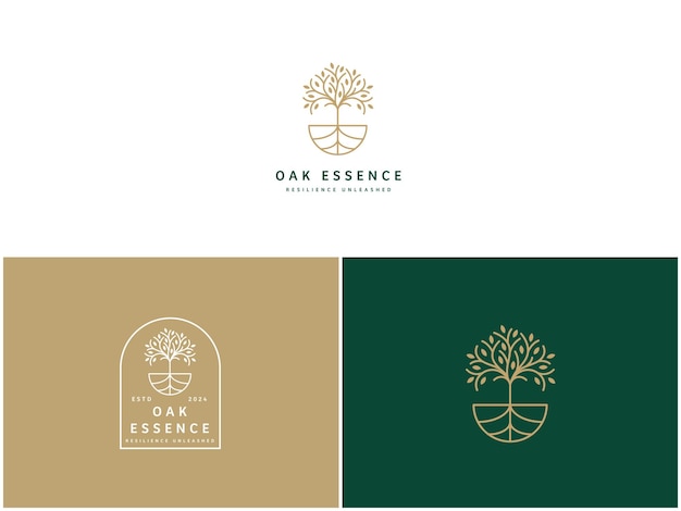 plantilla de logotipo para negocios y empresas con árbol de roble