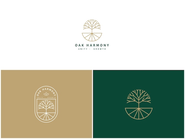 plantilla de logotipo para negocios y empresas con árbol de roble