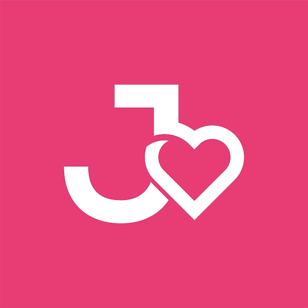 plantilla de logotipo en negrita corazón carta de amor J