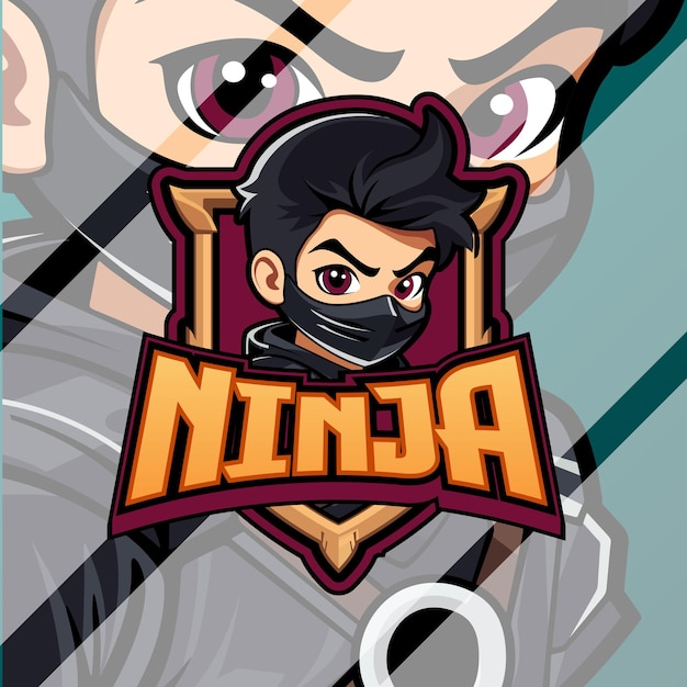 plantilla de logotipo de ninja bonito diseño de juegos esport y efecto de texto editable
