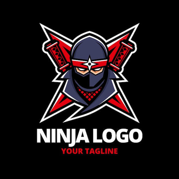 Vector plantilla de logotipo ninja con detalles