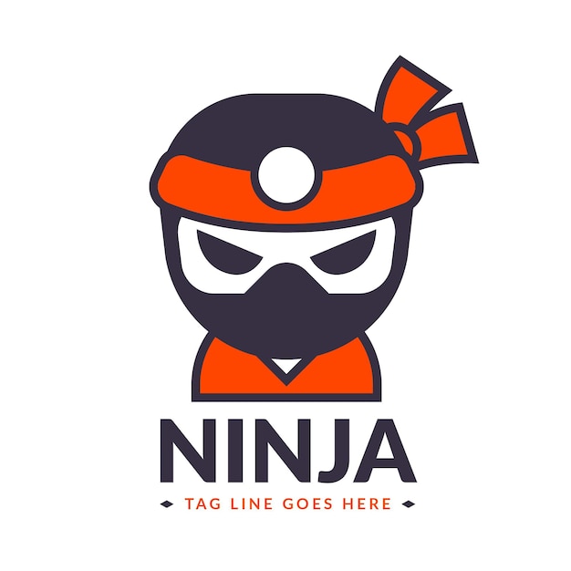 Plantilla de logotipo ninja en estilo plano