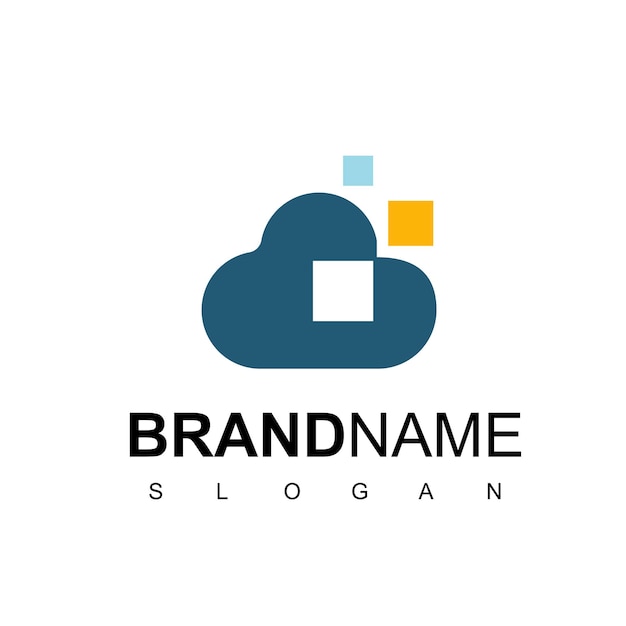 Plantilla de logotipo de nube de píxeles para empresa de base de datos y servidor