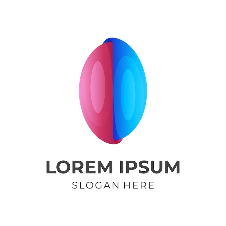 Vector plantilla de logotipo o inicial con estilo de color rojo y azul 3d