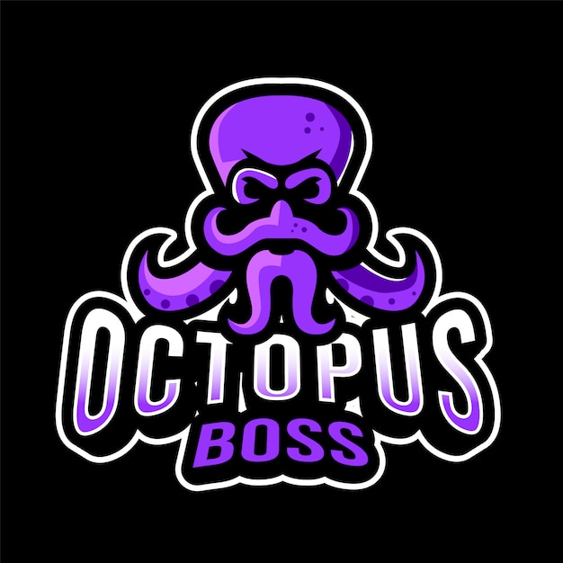 Plantilla de logotipo de octopus boss esport