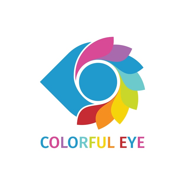 Vector plantilla de logotipo de ojo colorido para empresa de fotografía y videografía