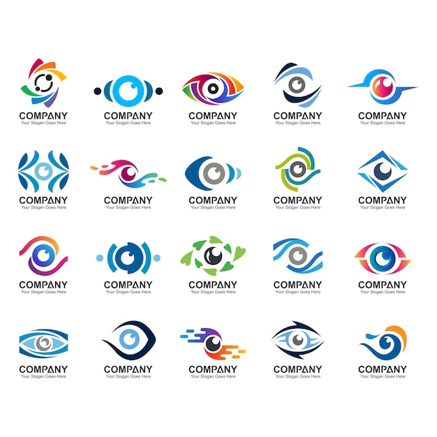 Plantilla de logotipo de ojos abstractos, iconos de ojo, conjunto de logotipo de ojo