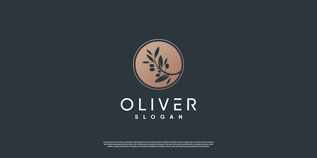 Plantilla de logotipo de oliva con estilo de elemento creativo Vector Premium parte 6