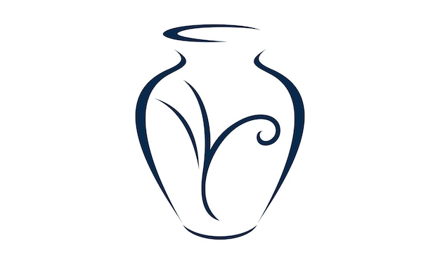 Plantilla de logotipo de olla de arte lineal