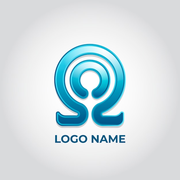 Plantilla de logotipo omega degradado