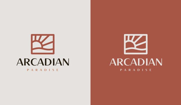Plantilla de logotipo de onda solar al atardecer Símbolo premium creativo universal Ilustración vectorial