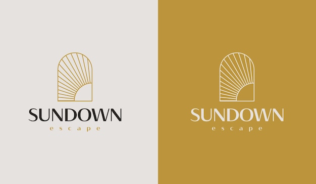 Plantilla de logotipo de onda solar al atardecer Símbolo premium creativo universal Ilustración vectorial