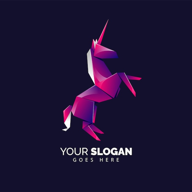 Plantilla de logotipo de origami pegasus