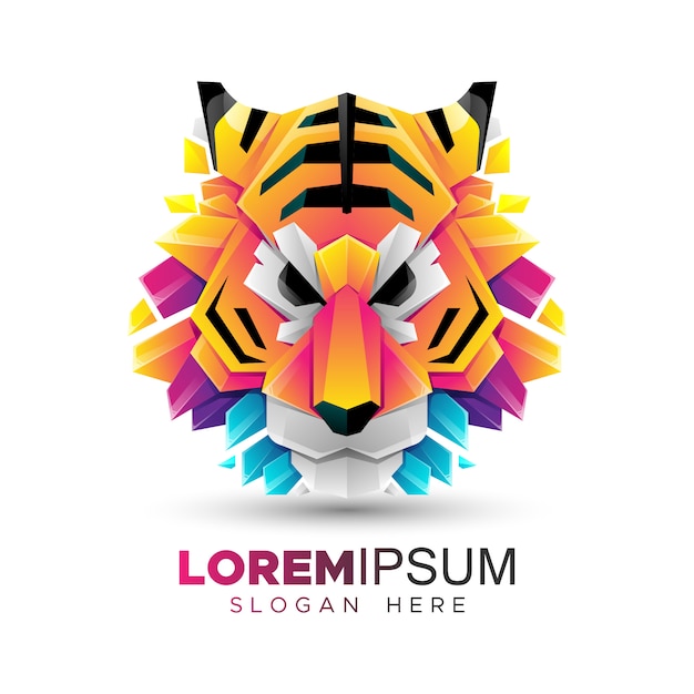 Plantilla de logotipo de origami tiger head