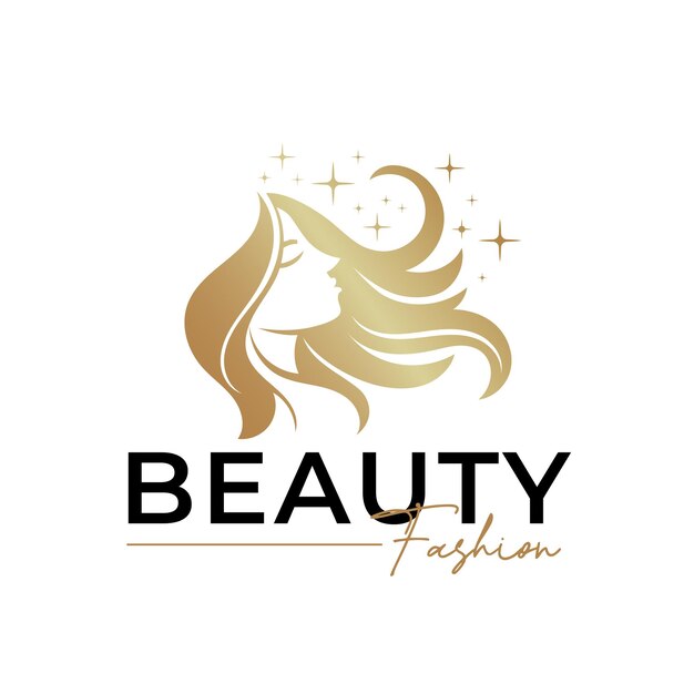Vector plantilla de logotipo de oro de belleza de mujer