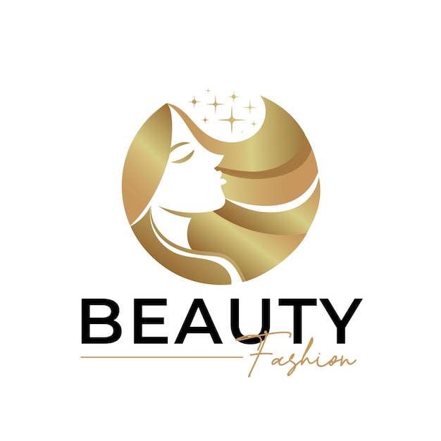 Plantilla de logotipo de oro de belleza de mujer