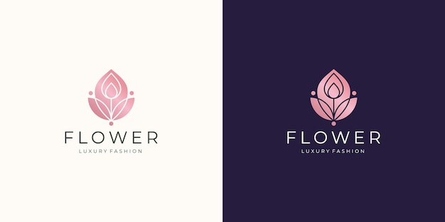 Plantilla de logotipo de oro rosa de flor de diseño de lujo para cosmética de moda para el cuidado de la piel