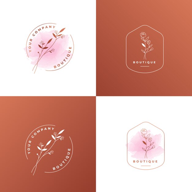 Plantilla de logotipo de oro rosa de flor femenina