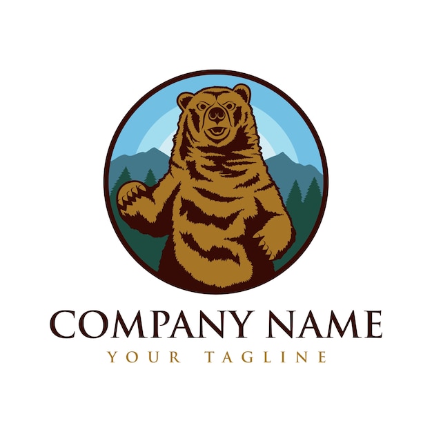 Vector plantilla de logotipo de oso mascota aventura