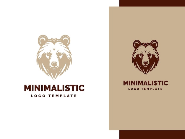 Vector plantilla de logotipo de oso mínimo cabeza de animal logotipo mínimo ilustración de oso logotipo de arte de línea minimalista