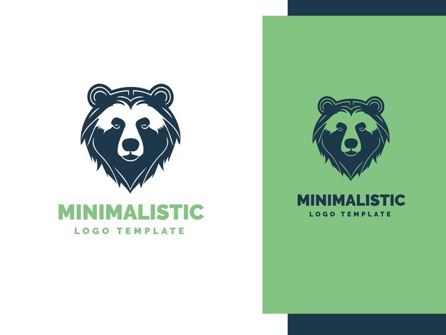 Plantilla de logotipo de oso mínimo Cabeza de animal Logotipo mínimo Ilustración de oso Logotipo de arte de línea minimalista