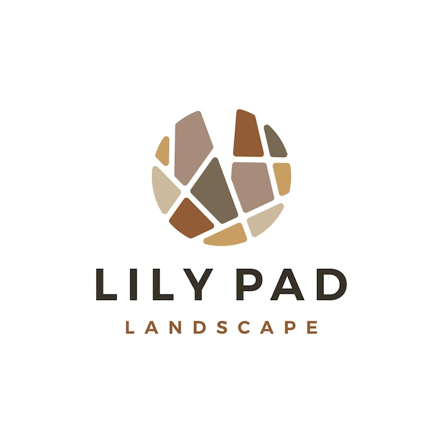 Plantilla de logotipo de paisajismo de paisaje de piedra de lily pad