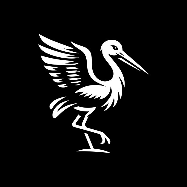 La plantilla del logotipo del pájaro cigüeña, el icono, la ilustración, la identidad de la marca 1