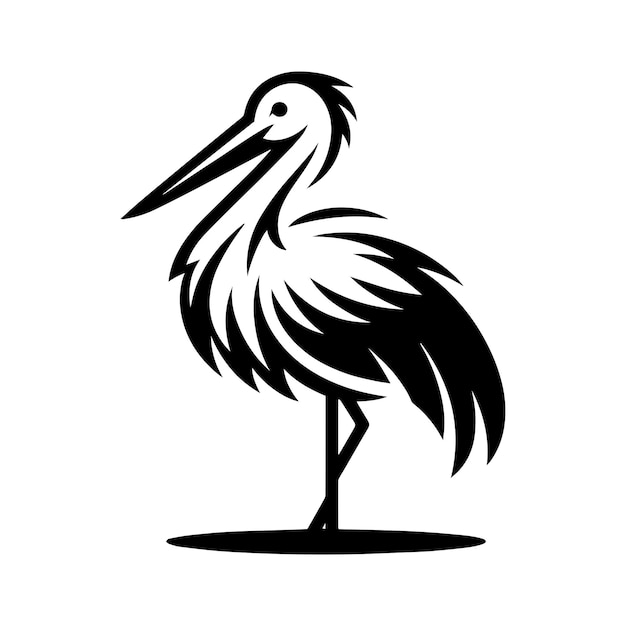 La plantilla del logotipo del pájaro cigüeña, el icono, la ilustración, la identidad de la marca 1