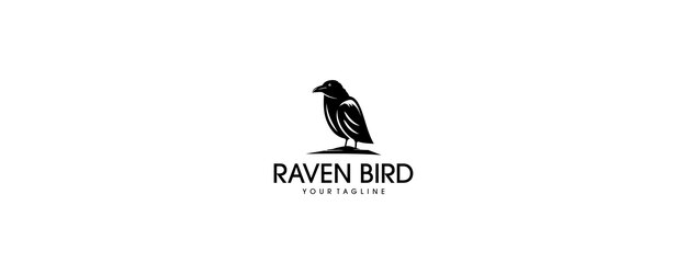 plantilla de logotipo de pájaro cuervo animal
