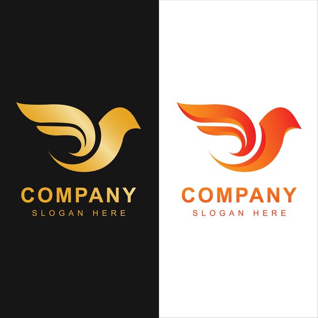 Plantilla de logotipo de pájaro con estilo de arte de línea Colección de logotipo de pájaro abstracto creativo Logotipo de pájaro a todo color