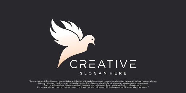 Plantilla de logotipo de pájaro con estilo de arte lineal colección de logotipo de pájaro abstracto creativo Vector Premium