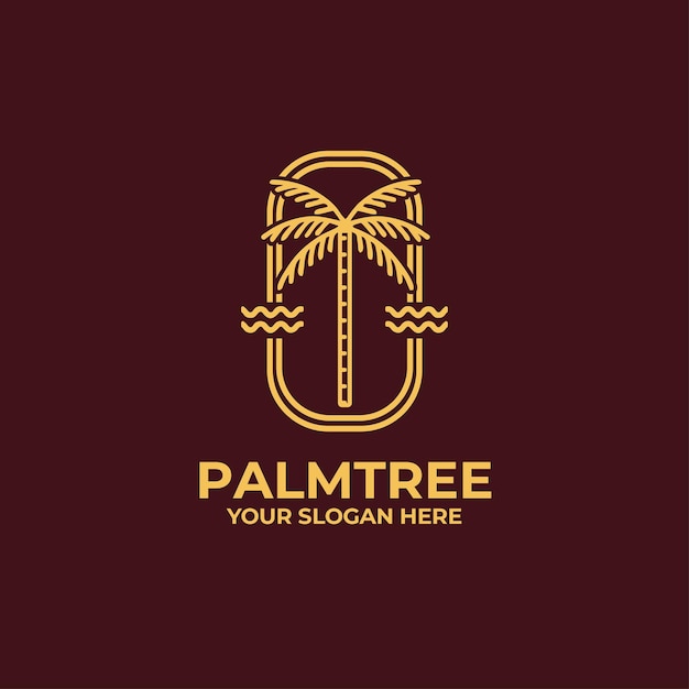 Plantilla de logotipo de Palm Tree Monoline Company