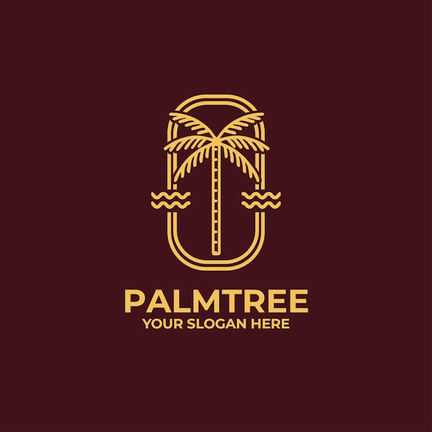 Plantilla de logotipo de palm tree monoline company