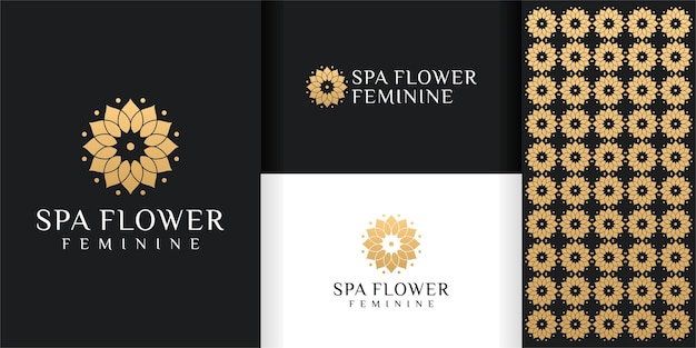 Plantilla de logotipo y patrón de flores