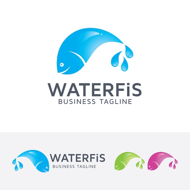 Plantilla de logotipo de peces de agua