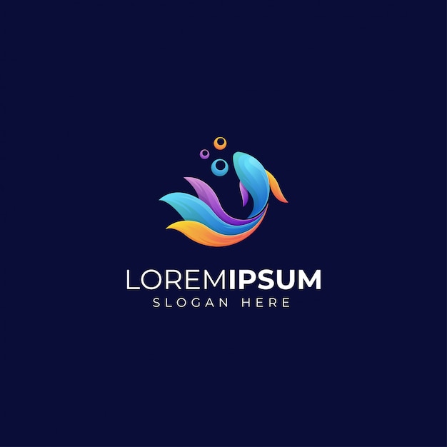 Plantilla de logotipo de peces coloridos y lindos
